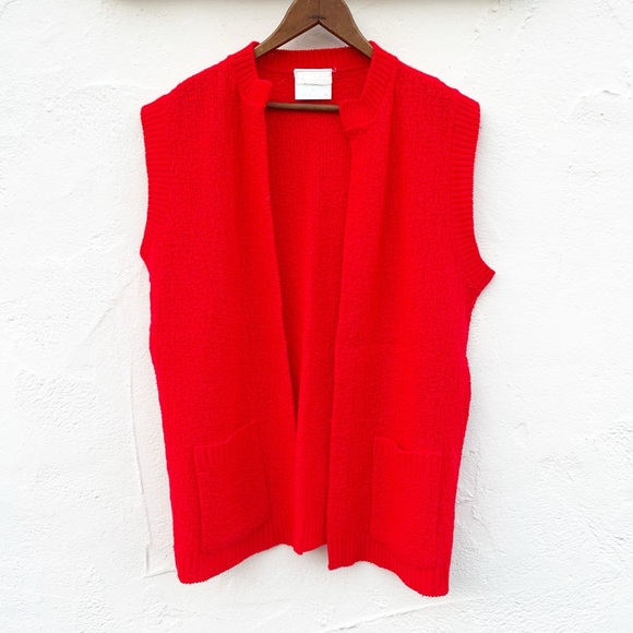 VINTAGE Rochelle Red Knit Sweater Vest - Picture 1 of 6